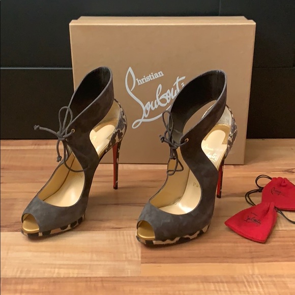 Christian Louboutin Shoes - Christian Louboutin CAMPANINA Pony Snake Taupe